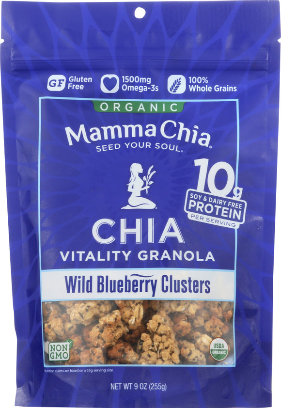 MAMMA CHIA: Organic Chia Vitality Granola Wild Blueberry Clusters, 9 oz