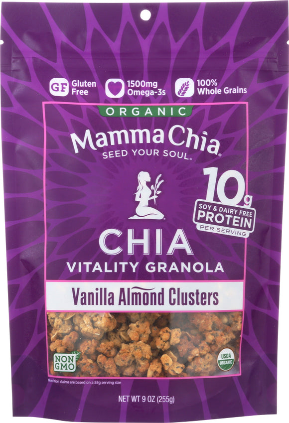 MAMMA CHIA: Organic Chia Vitality Granola Vanilla Almond Clusters, 9 oz