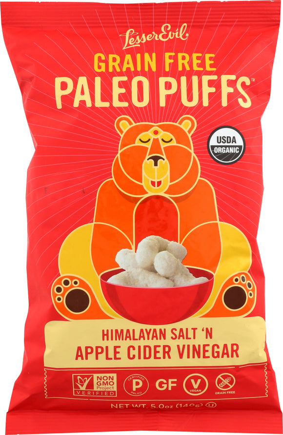 LESSER EVIL: Puffs Himalayan Salt Apple Cider, 5 oz