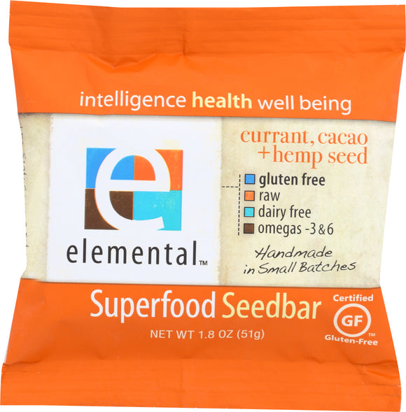 ELEMENTAL: Currant Cacao Hemp Seed Bar, 1.8 oz