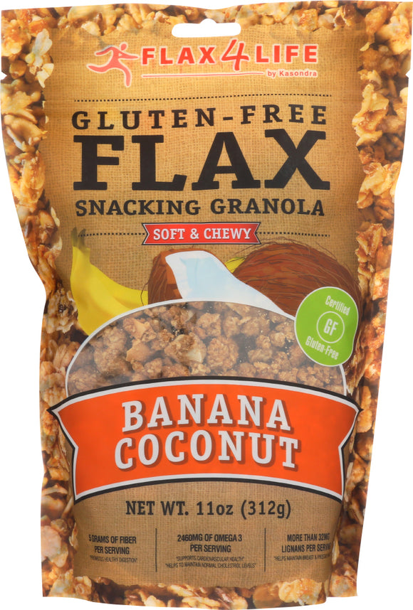 FLAX4LIFE: Gluten Free Flax Snacking Granola Banana Coconut, 11 oz