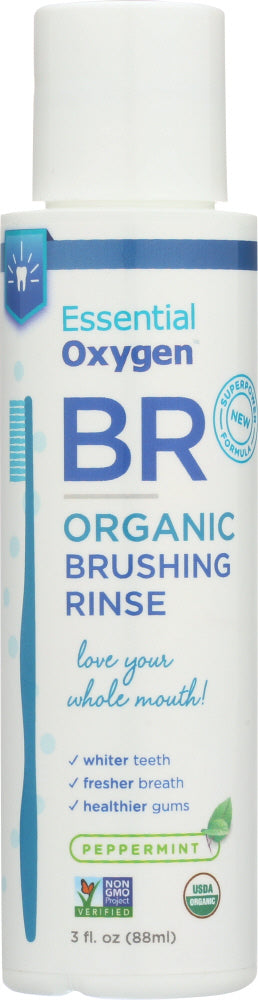 ESSENTIALOXYGEN: Organic Peppermint Brushing Rinse, 3 fl oz