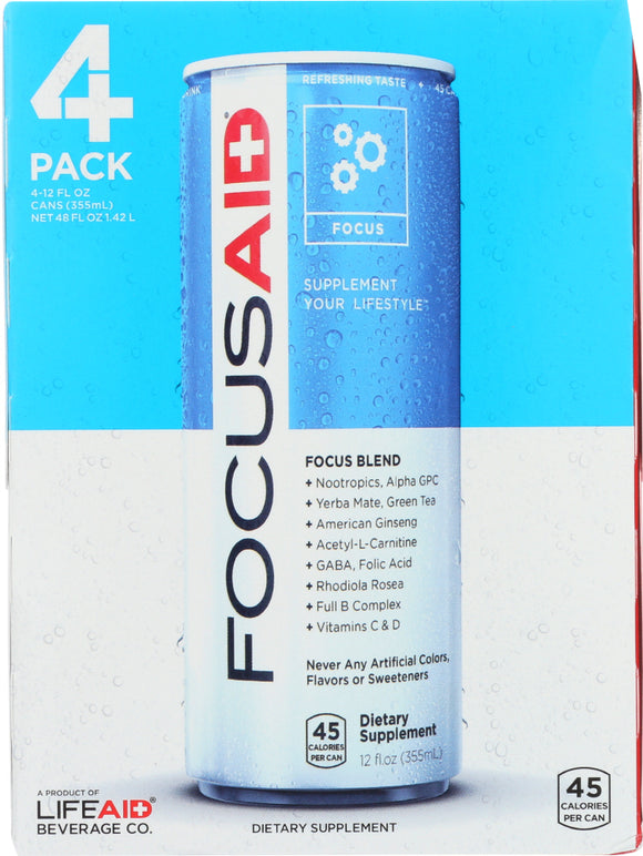 LIFEAID BEVERAGE: Focusaid 4 pack x 12 fl oz, 48 fl oz