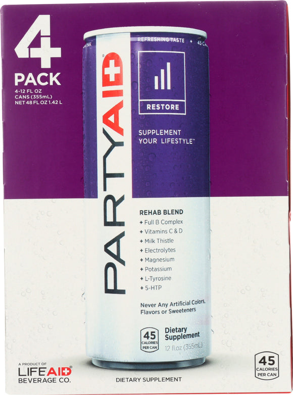 LIFEAID BEVERAGE: Partyaid 4 pack x 12 fl oz, 48 fl oz