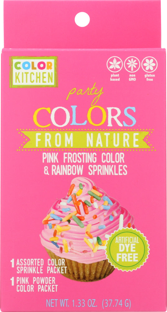 COLORKITCHEN: Party Colors From Nature Pink Frosting Color & Rainbow Sprinkles, 1.33 oz