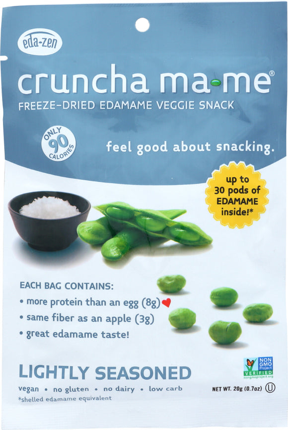 EDA ZEN: Cruncha Ma Me Freeze Dried Edamame Veggie Snack Lightly Seasoned, 0.7 oz