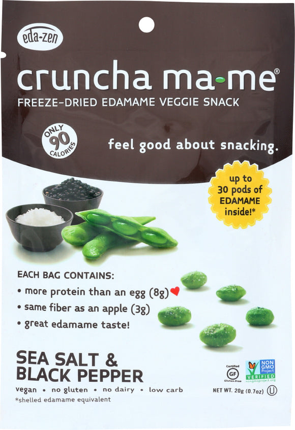 EDA ZEN: Crunch Ma-me Freeze Dried Edamame Veggie Snack Sea Salt & Black Pepper, 0.7 oz