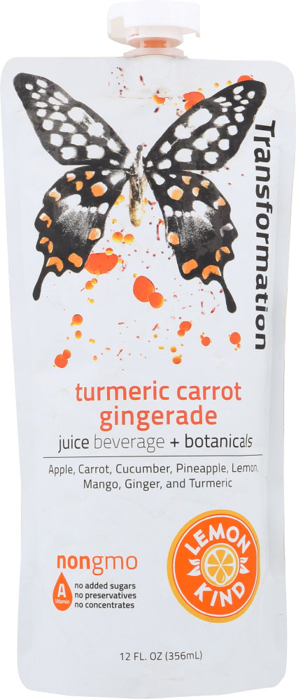LEMONKIND: Juice Beverage Turmeric Carrot Gingerade, 12 fo