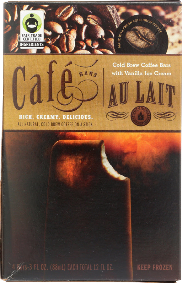 CAFE BARS: Au Lait Coffee Ice Cream Bar Pack of 4, 12 oz
