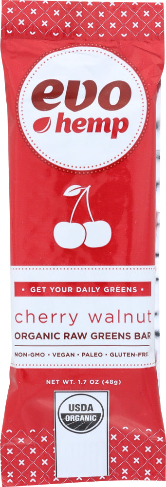 EVO HEMP: Nutrition Bar Raw Organic Cherry Walnut + Raw Greens (Alfalfa), 1.69 oz
