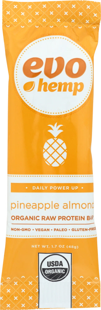 EVO HEMP: Nutrition Bar Raw Organic Pineapple Almond + Raw Protein (Hemp Powder), 1.69 oz