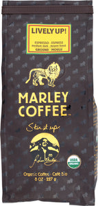 MARLEY COFFEE: Lively Up Espresso Medium Dark Organic Ground Coffee, 8 oz