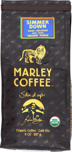 MARLEY COFFEE: Simmer Down Decaf Organic Ground Coffee, 8 oz