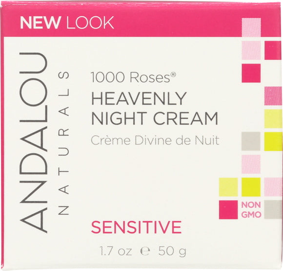 ANDALOU NATURALS: 1000 Roses Heavenly Night Cream Sensitive, 1.7 oz