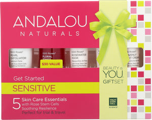 ANDALOU NATURALS: Get Started Kit 1000 Roses Sensitive, 5 Piece Kit