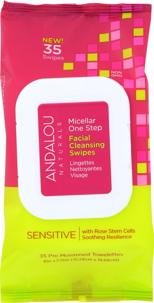 ANDALOU NATURALS: Micellar One Step Facial Cleansing Swipes Sensitive, 35 pc