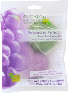 ANDALOU NATURALS: Polished to Perfection Konjac Facial Sponge Duo, 2 pc