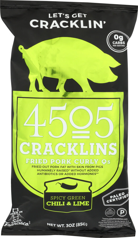 4505 CRACKLINS: Spicy Green Chili & Lime Cracklins, 3 oz