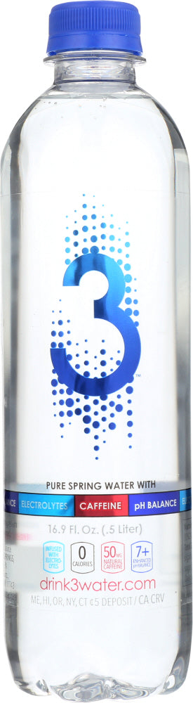 3 WATER: Caffeinated Electrolyte Water, 16.9 fl oz