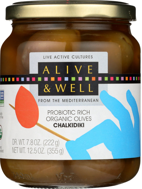 ALIVE & WELL: Chalkidiki Probiotic Rich Organic Olives, 12.5 oz