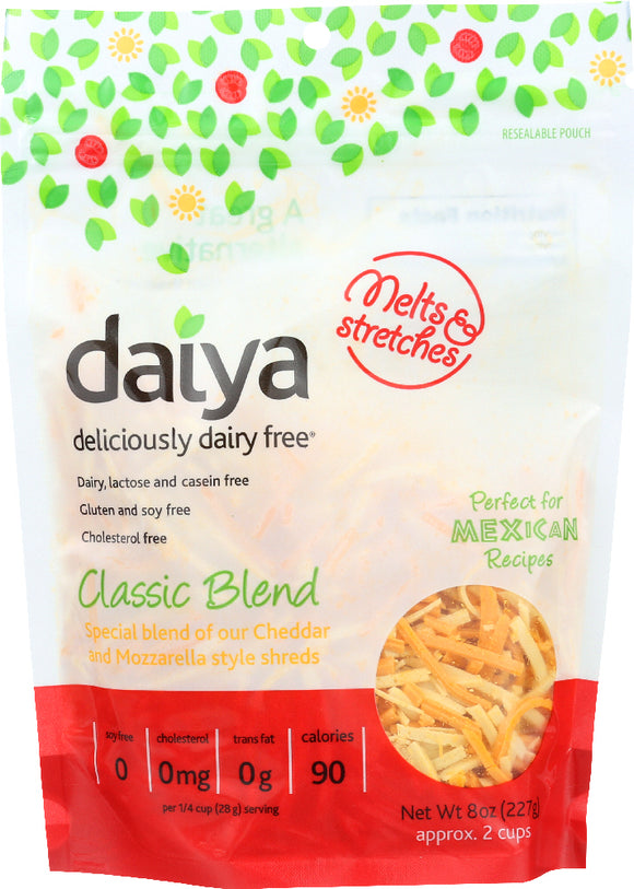 DAIYA: Classic Blend Style Cheddar Cheese Shreds, 8 oz