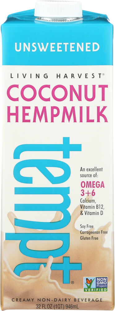 LIVING HARVEST: TEMPT: Coconut Hemp Milk Unsweetened, 32 Oz