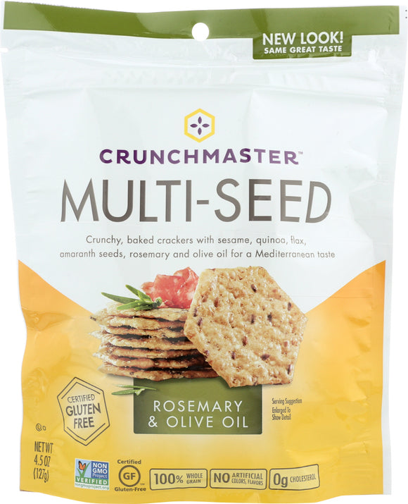 CRUNCH MASTERS: Multi-Seed Crackers Gluten Free Rosemary & Olive Oil, 4.5 oz