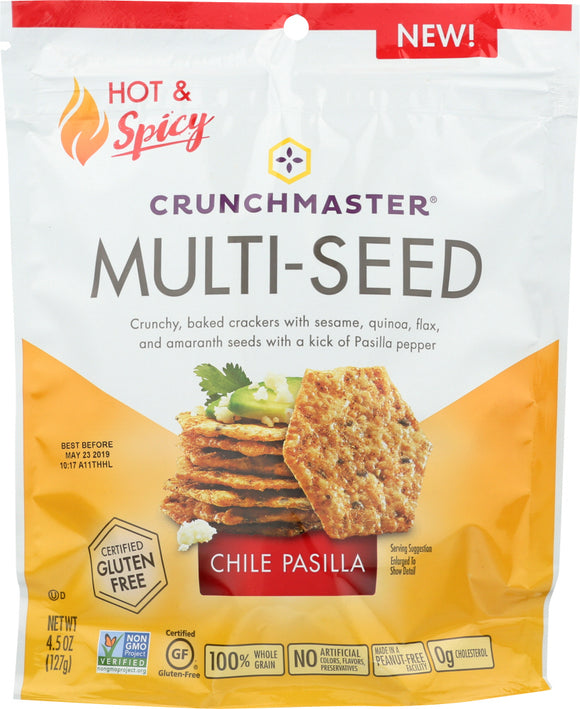 CRUNCH MASTERS: Crackers Pasilla Chile Hot, 4.5 oz