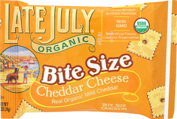 LATE JULY: Bite Size Organic Cheddar Cheese Crackers, 1 oz