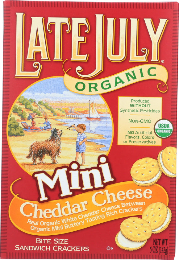 LATE JULY: Organic Bite Size Sandwich Crackers Cheddar Cheese, 5 oz