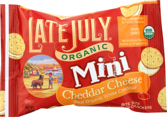 LATE JULY: Cheddar Cheese Organic Mini Bite Size Sandwich Crackers, 1.12 oz