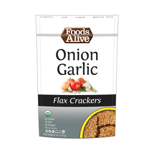FOODS ALIVE: Golden Flax Crackers Onion Garlic, 4 Oz