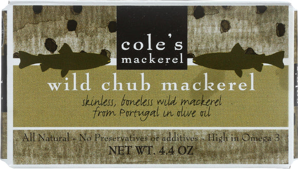 COLE'S: Wild Mackerel in Olive Oil, 4.4 oz