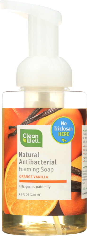 CLEAN WELL: All-Natural Antibacterial Foaming Handsoap Orange Vanilla, 9.5 oz