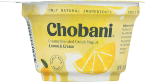 CHOBANI: Lemon Blended Non-Fat Greek Yogurt, 5.3 oz