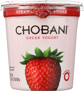 CHOBANI: Greek Yogurt Non-Fat Strawberry Blended, 32 oz