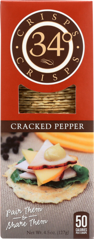 34 DEGREES: Cracked Pepper Crispbread, 4.5 oz