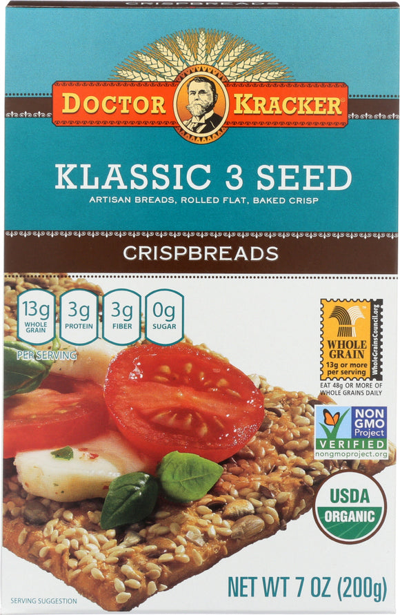 DOCTOR KRACKER: Organic Klassic 3 Seed Crispbreads, 7 oz