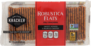 DOCTOR KRACKER: Robustica Flats Deli Crackers Roasted Red Pepper & Asiago, 7 oz