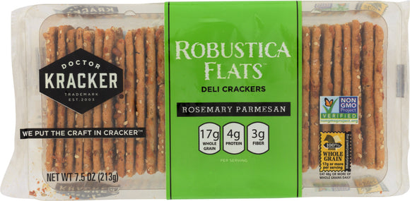 DOCTOR KRACKER: Robustica Flats Deli Crackers Rosemary Parmesan, 7 oz