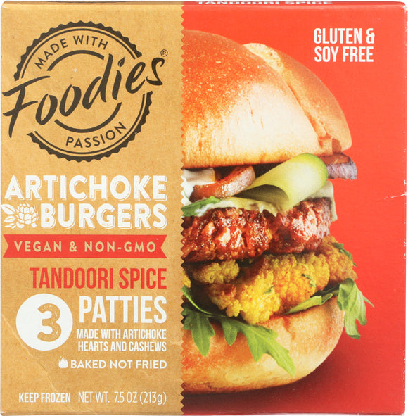 FOODIES: Vegan Artichoke Burgers Tandoori Spice, 7.5 oz