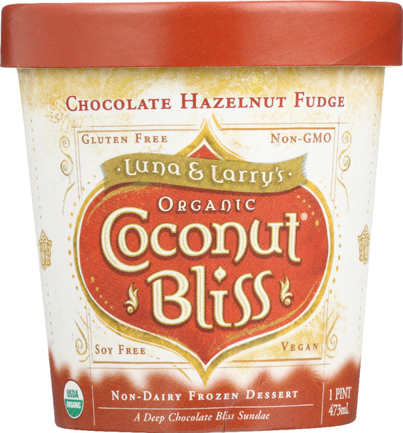 LUNA & LARRY'S: Organic Coconut Bliss Non-Dairy Frozen Dessert Chocolate Hazelnut Fudge, 16 oz