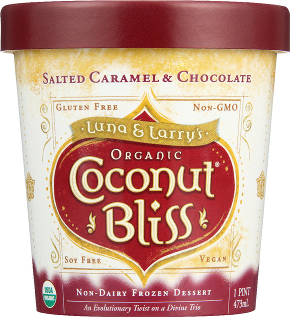 LUNA & LARRYS COCONUT BLISS: Salted Caramel & Chocolate Ice Cream, 1 pt