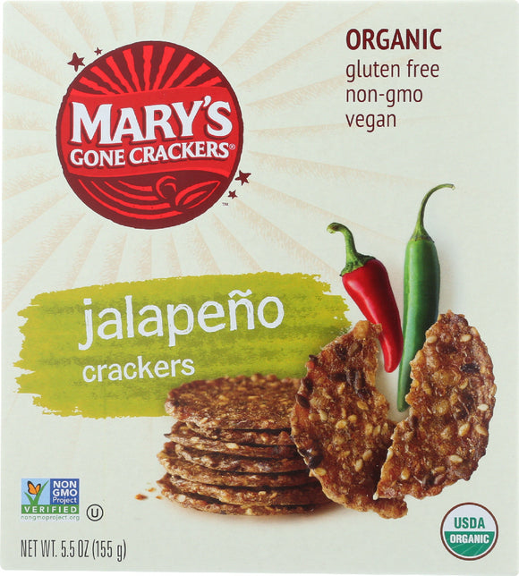 MARY'S GONE CRACKERS: Organic Gluten Free Hot n' Spicy Jalapeno Crackers, 5.5 oz