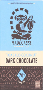 MADECASSE: Madagascar 70% Dark Chocolate Toasted Coconut, 2.64 oz