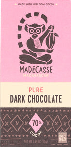 MADECASSE: 70% Cocoa Chocolate Bar Rich & Fruity, 2.64 oz