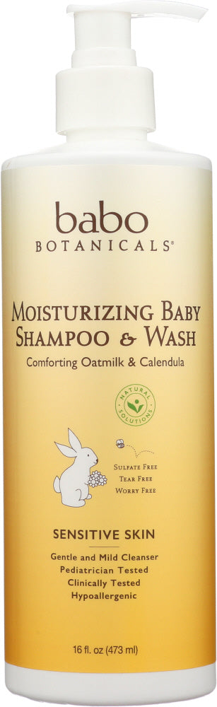 BABO BOTANICALS: Shampoo and Wash Baby Moisturizing, 16 oz