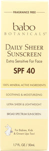 BABO BOTANICALS: Sunscreen SPF40 Daily, 1.7 oz