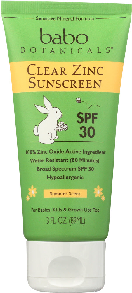 BABO BOTANICALS: SPF 30 Clear Zinc Sunscreen, 3 oz