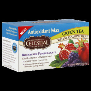 CELESTIAL SEASONINGS: Antioxidant Max Green Tea Blackberry Pomegranate, 20 Tea Bags, 1.4 oz